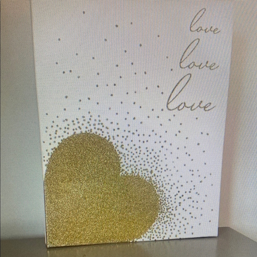 White and Gold Love Wall Art
